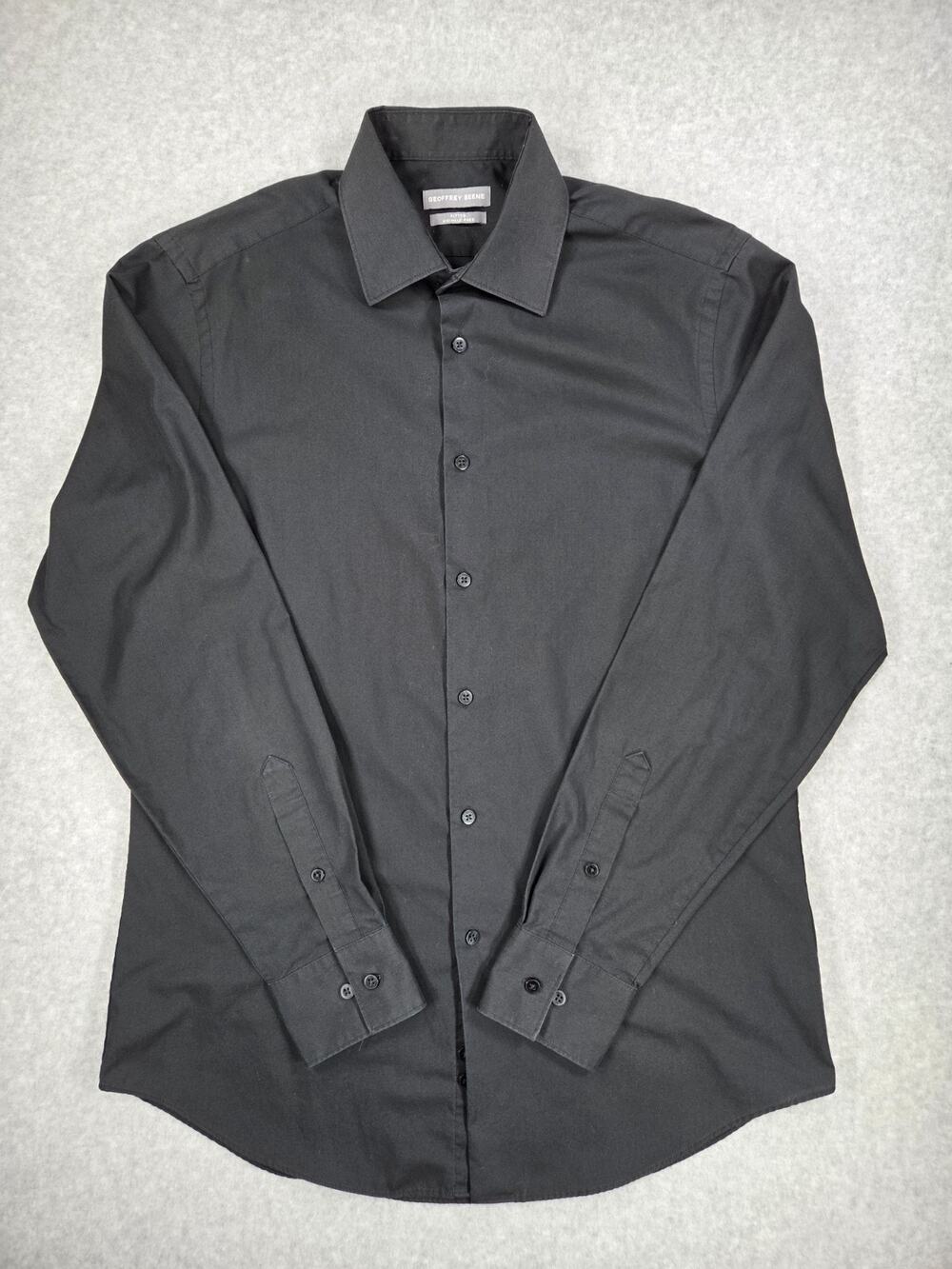 Geoffrey Beene dress Shirt Mens 15.5 34/35 Fitted Wrinkle Free Black workwear